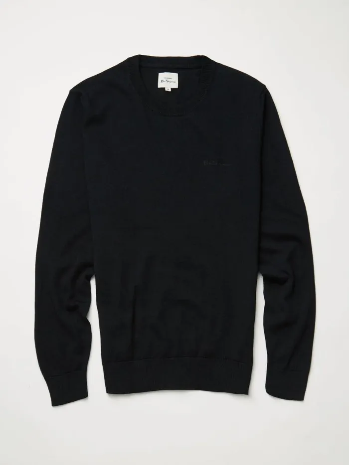 Ben Sherman Sweaters and Knits Men Signature Knit Crewneck Sweater 8211 Black