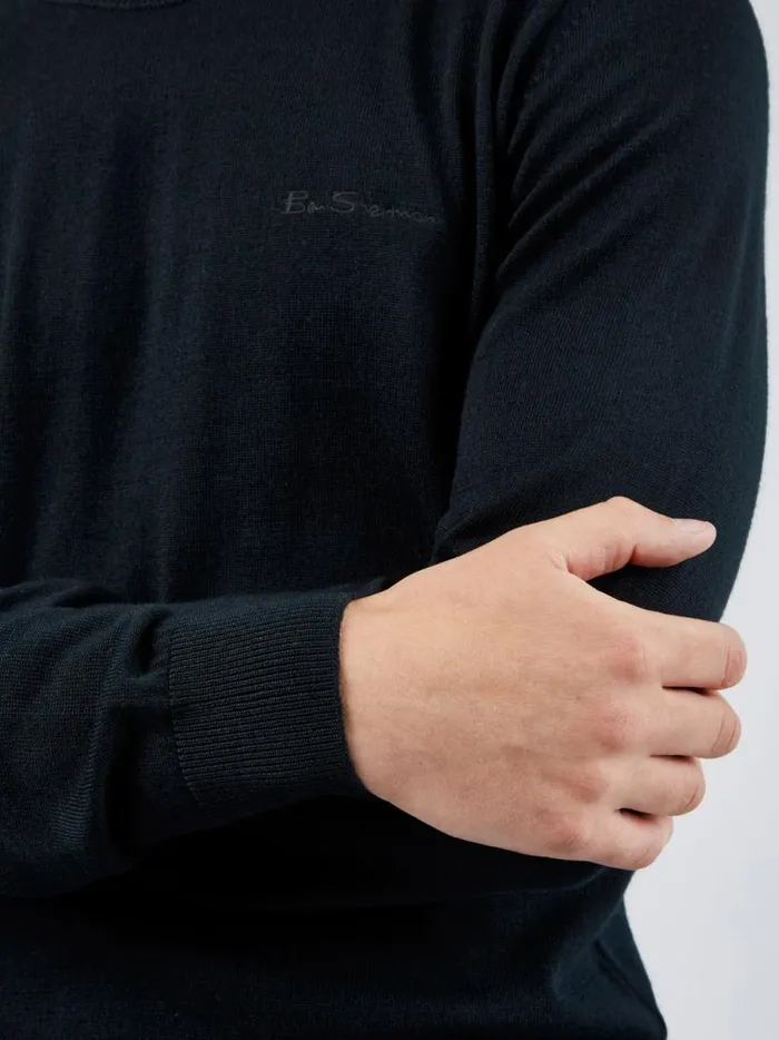Ben Sherman Sweaters and Knits Men Signature Knit Crewneck Sweater 8211 Black
