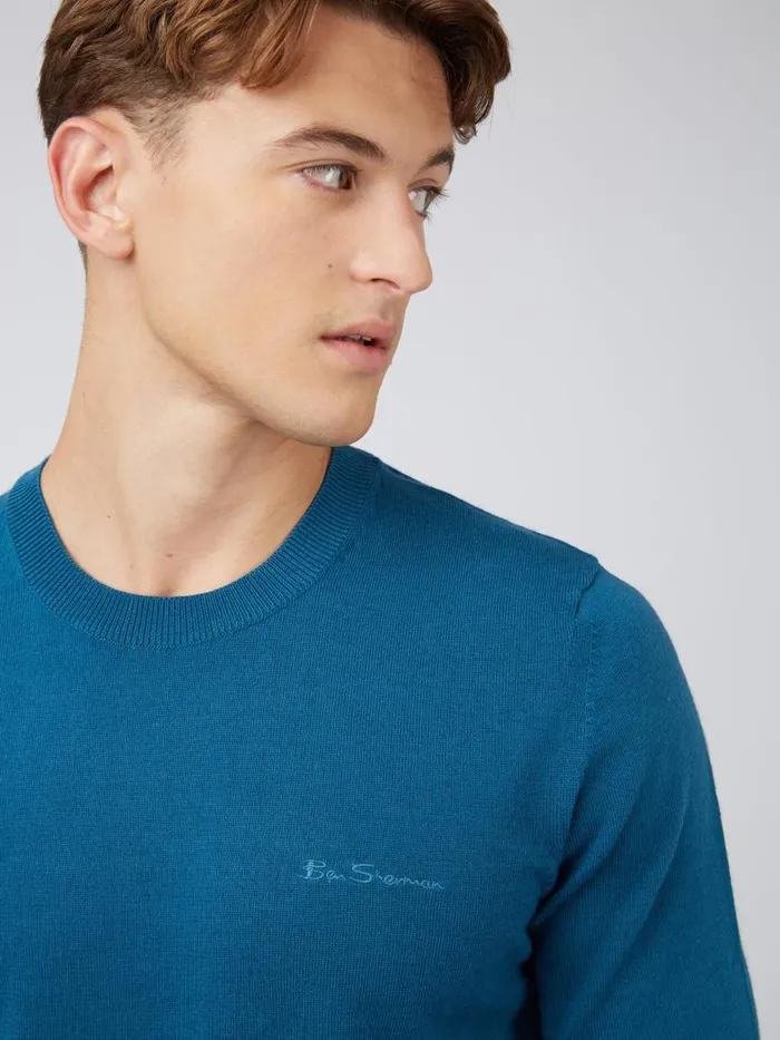 Ben Sherman Sweaters and Knits Men Signature Knit Crewneck Sweater 8211 Dark Teal