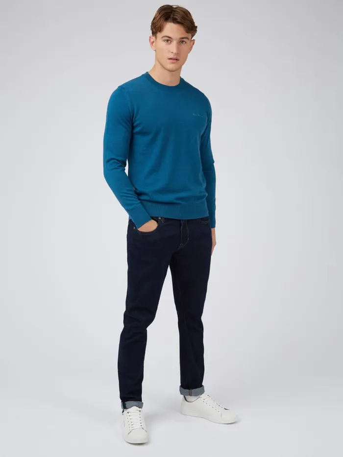 Ben Sherman Sweaters and Knits Men Signature Knit Crewneck Sweater 8211 Dark Teal