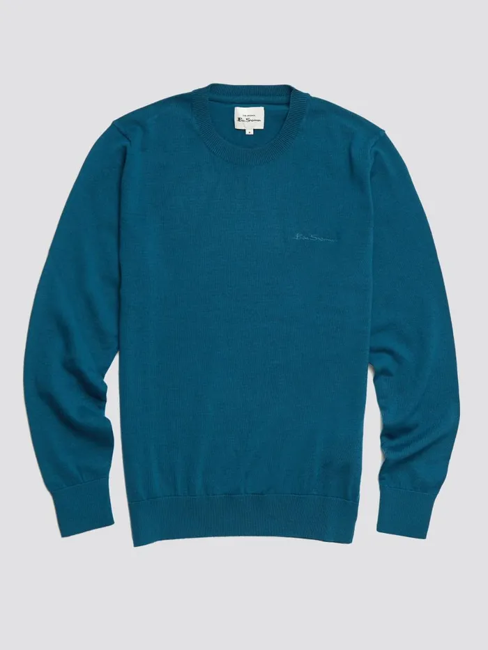 Ben Sherman Sweaters and Knits Men Signature Knit Crewneck Sweater 8211 Dark Teal