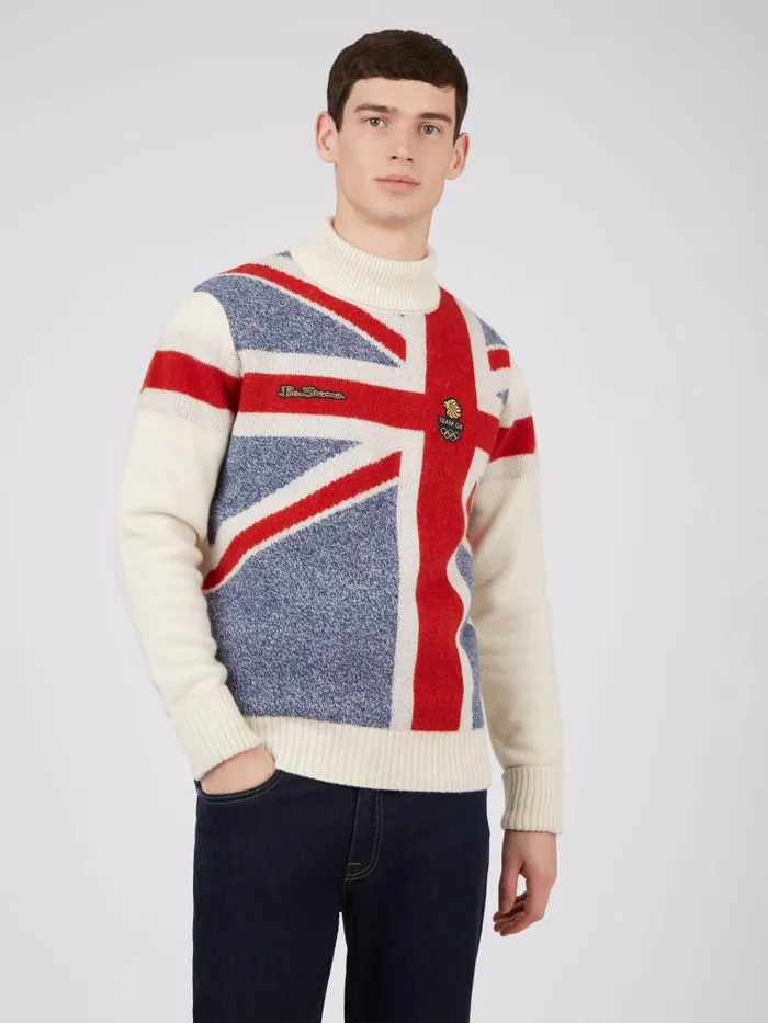 Ben Sherman Sweaters and Knits Men Team Gb Sweater Knitwear Official 2022 Winter Olympics Limited Edition Great Britain Sweater Beijing Cream