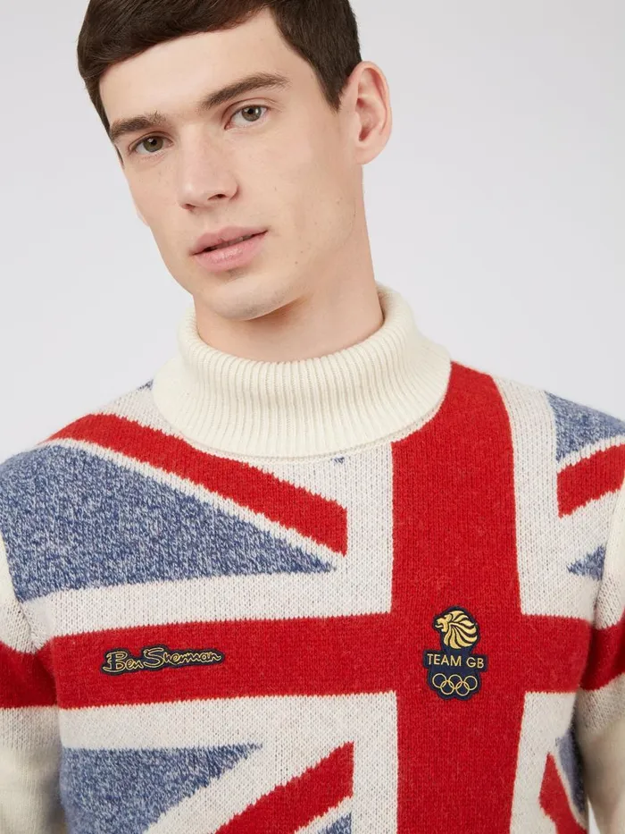 Ben Sherman Sweaters and Knits Men Team Gb Sweater Knitwear Official 2022 Winter Olympics Limited Edition Great Britain Sweater Beijing Cream