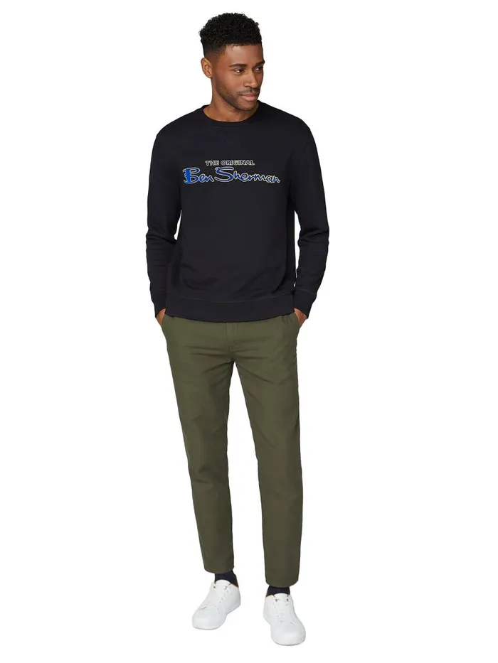 Ben Sherman Sweatshirts and Hoodies Men Crewneck Logo Sweatshirt 8211 Anthracite