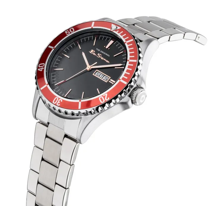 Ben Sherman Watches Men Stainless Steel Strap Watch 44mm 8211 SilverBlackSilver