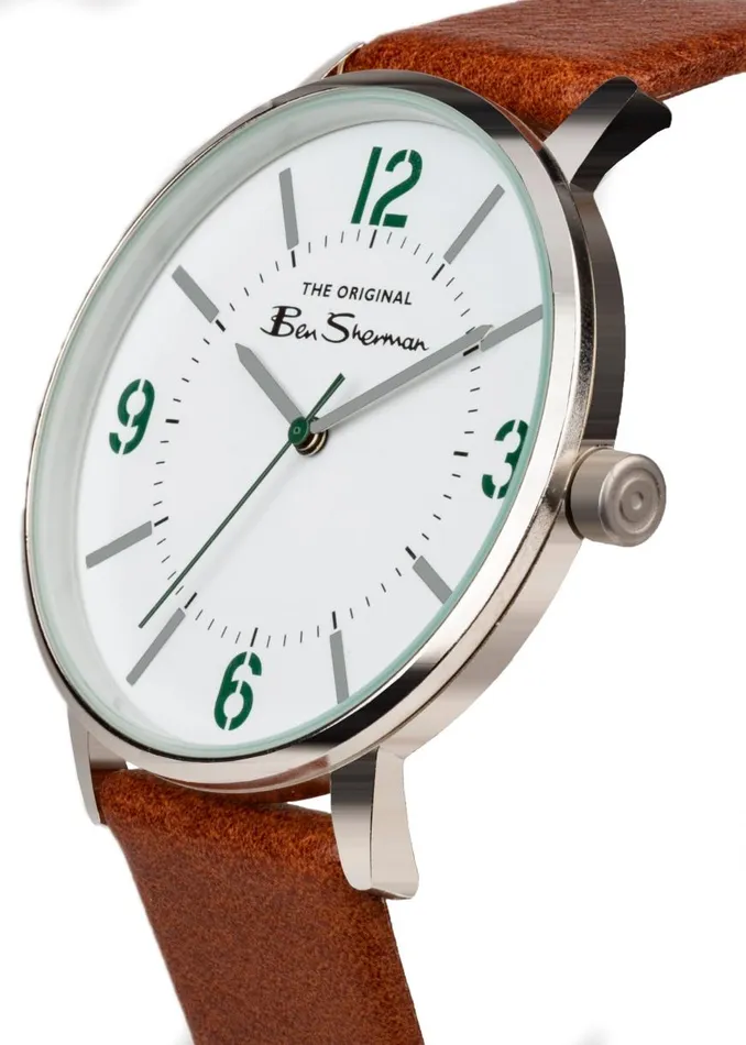 Ben Sherman Watches Men Strap Watch 41mm 8211 BrownWhiteSilver Ben Sherman Watches Men Strap Watch 41mm 8211 BrownWhiteSilver