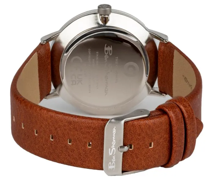 Ben Sherman Watches Men Strap Watch 41mm 8211 BrownWhiteSilver Ben Sherman Watches Men Strap Watch 41mm 8211 BrownWhiteSilver