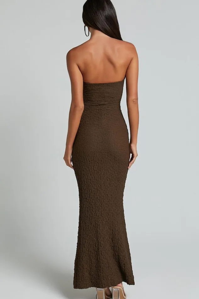 Berlina Maxi Dress 8211 Strappy Sweetheart Slip Dress In Chocolate Women Showpo Dresses