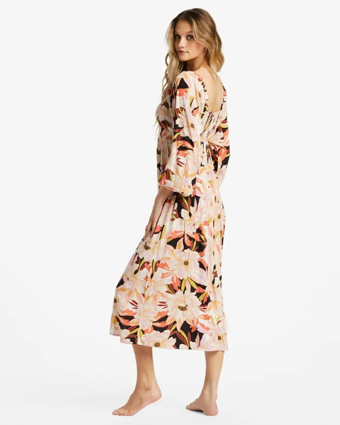Better Days Long Sleeve Midi Dress Multi Women Billabong Midi Dresses