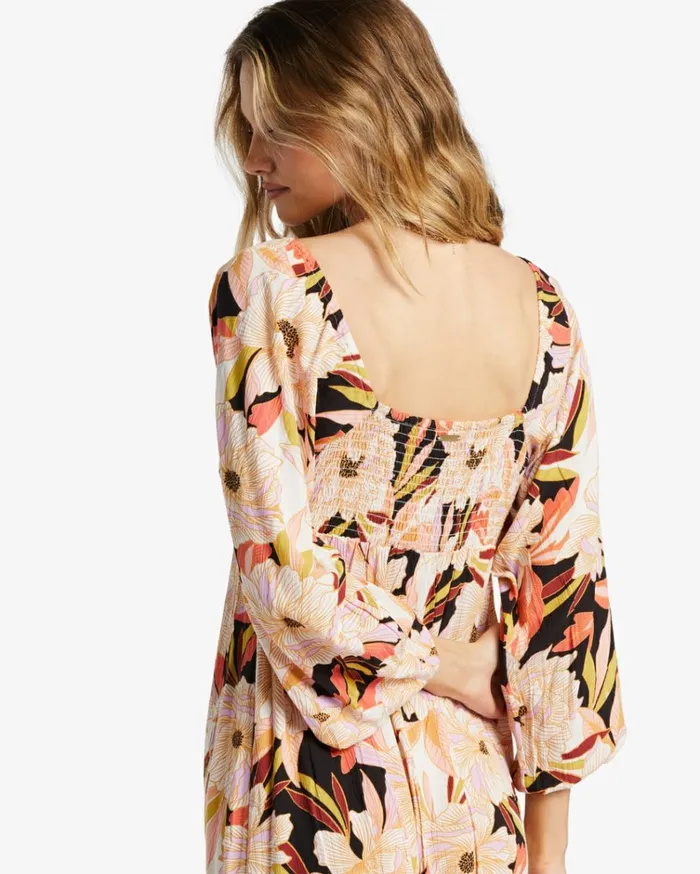 Better Days Long Sleeve Midi Dress Multi Women Billabong Midi Dresses