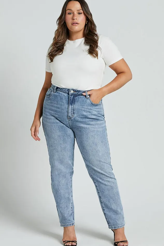 Billie Jeans 8211 High Waisted Recycled Cotton Mom Denim Jeans In Mid Blue Wash Women Showpo Denim