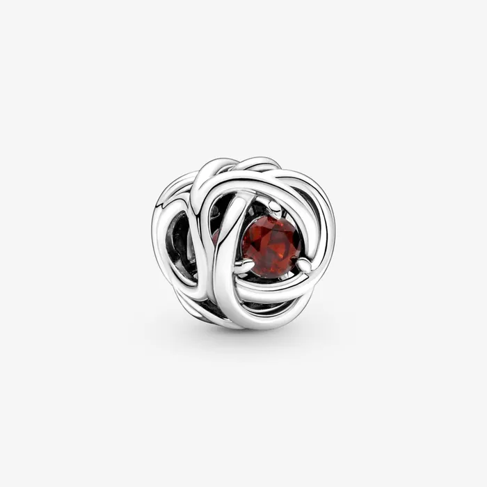 Birthstone Charms Women Pandora January Birthstone Eternity Circle Charm Red