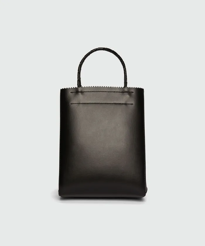 Black Matte Leather Small Tote Bag Women MSGM Tote Bags