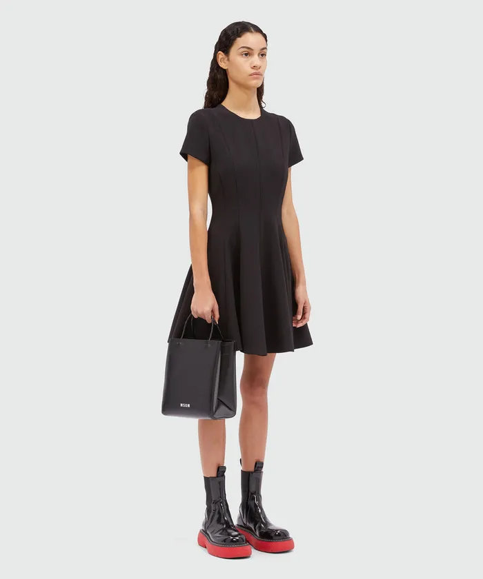 Black Matte Leather Small Tote Bag Women MSGM Tote Bags