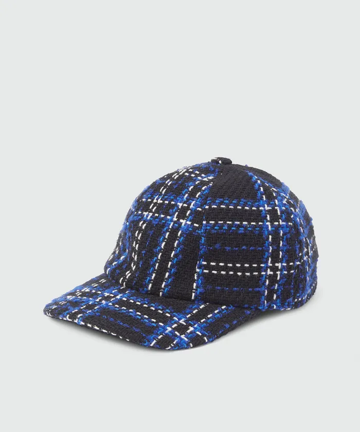 Blakc Tweed Maxi Check Baseball Cap Women MSGM Hats Scarves And Gloves