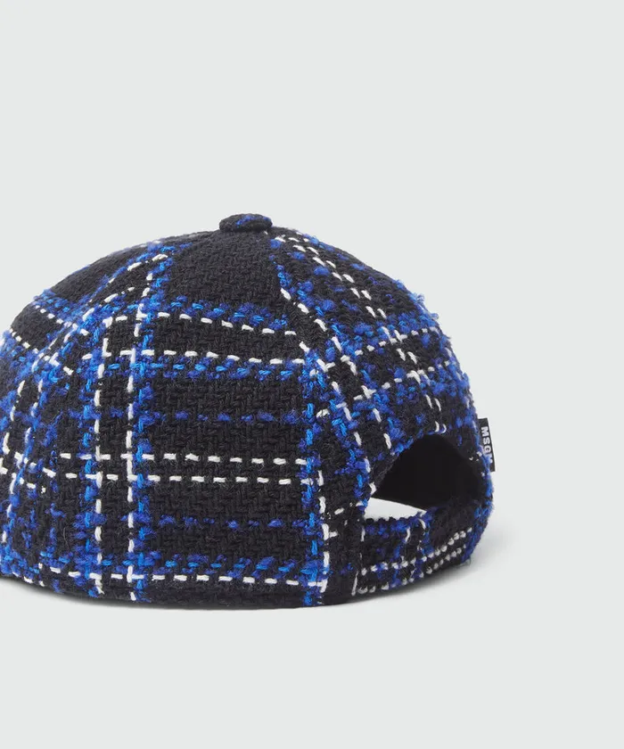 Blakc Tweed Maxi Check Baseball Cap Women MSGM Hats Scarves And Gloves