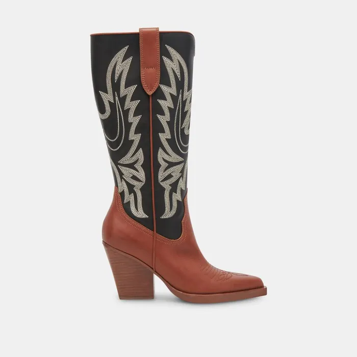 Blanch Boots Brown Black Leather Women Dolce Vita Boots and Booties