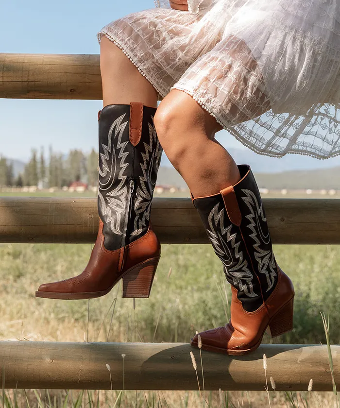 Blanch Boots Brown Black Leather Women Dolce Vita Boots and Booties