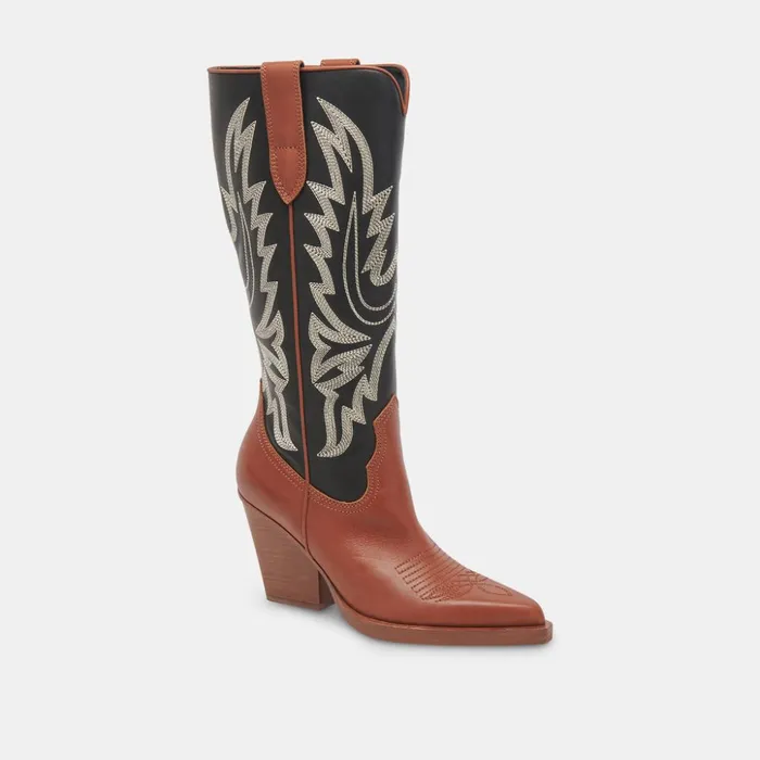 Blanch Boots Brown Black Leather Women Dolce Vita Boots and Booties
