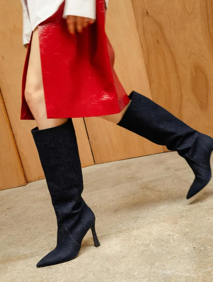Bobbies Knee High Boots Clarisse Raw Denim 8211 Women