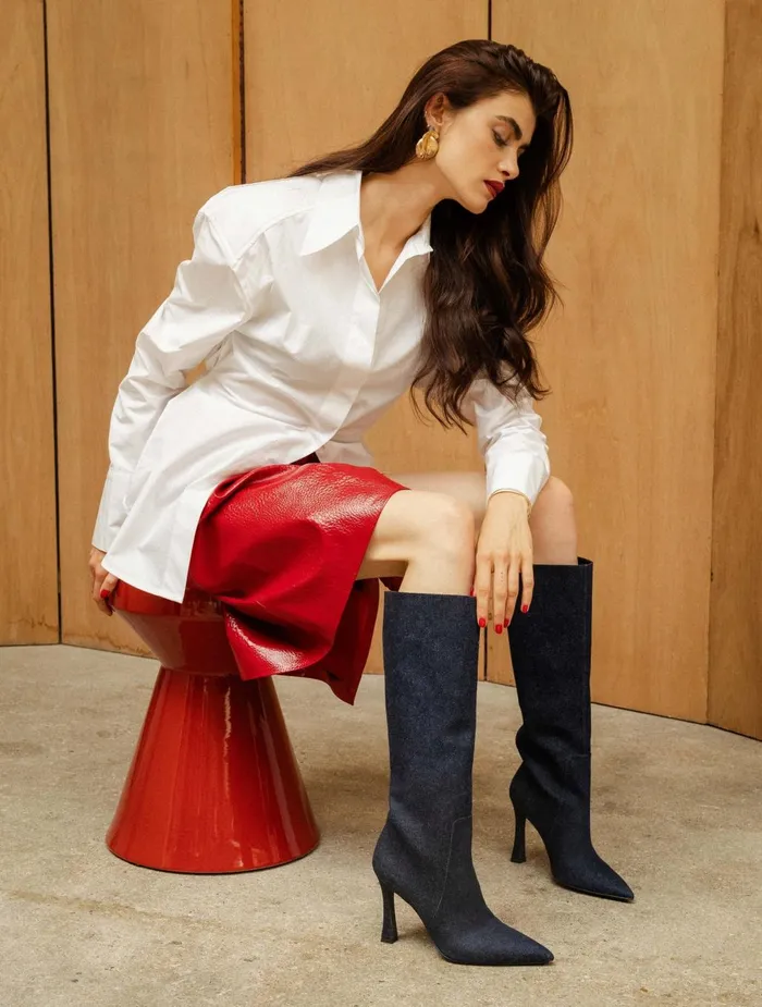 Bobbies Knee High Boots Clarisse Raw Denim 8211 Women