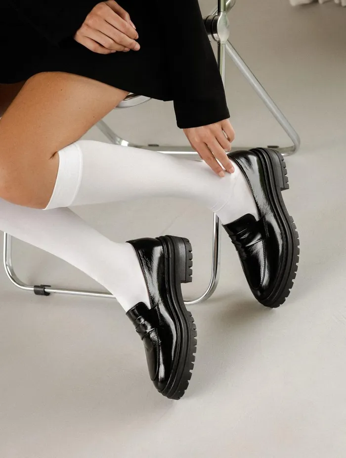 Bobbies Loafers and Derbies Amalia Black Vinyl 8211 Women