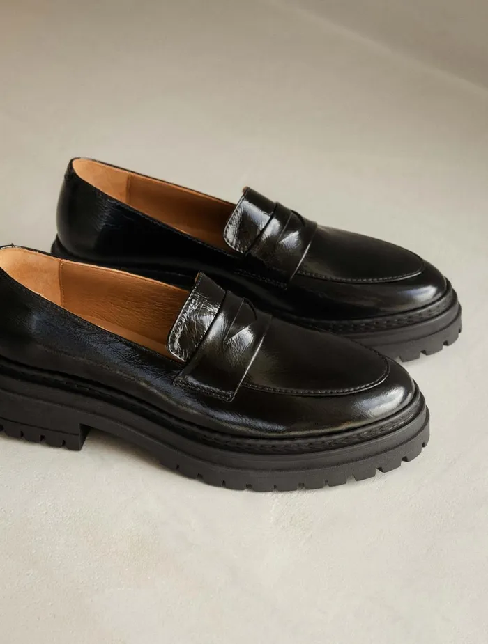 Bobbies Loafers and Derbies Amalia Black Vinyl 8211 Women