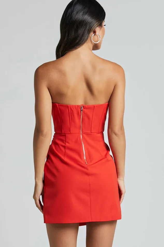 Bonne Mini Dress 8211 Strapless Corset Side Split Dress In Red Women Showpo Curve Clothes