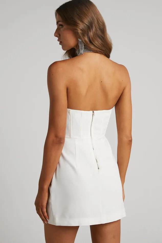 Bonne Mini Dress 8211 Strapless Corset Side Split Dress In White Women Showpo Curve Clothes