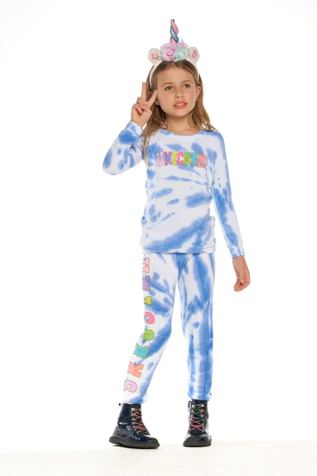 Bottoms Chaser Brand Girls Tie Dye Glitter Unicorn Pants