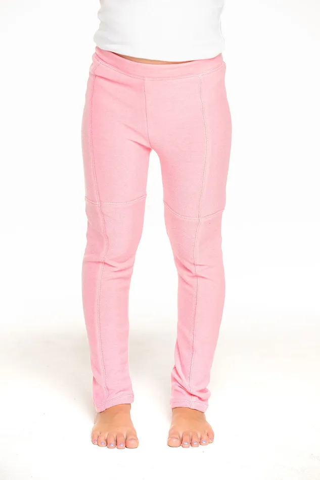 Bottoms Cozy Knit Seamed Panel Legging in Carnation Pink Chaser Brand Girls