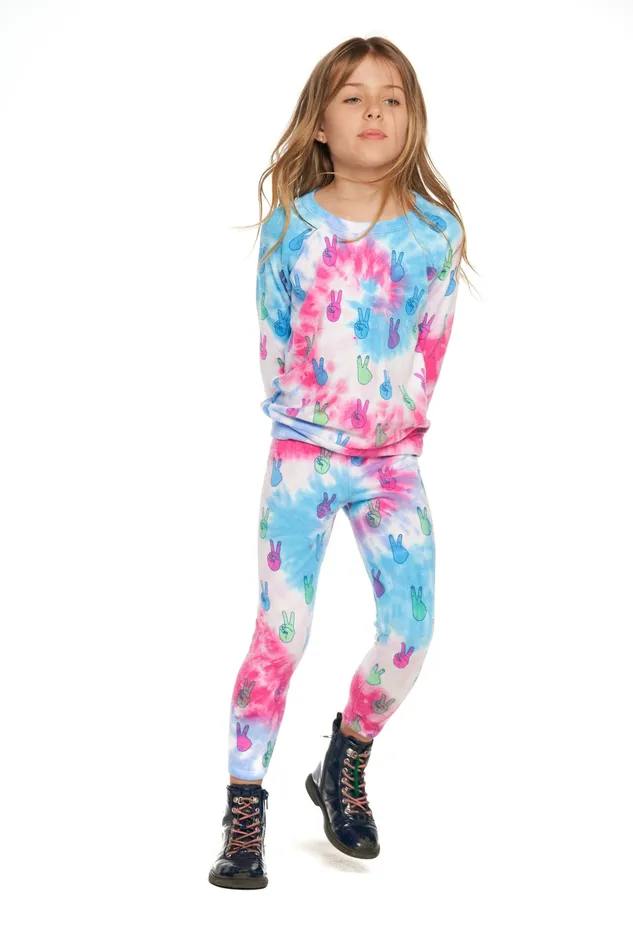 Bottoms Girls Tie Dye Peace Out Leggings Chaser Brand