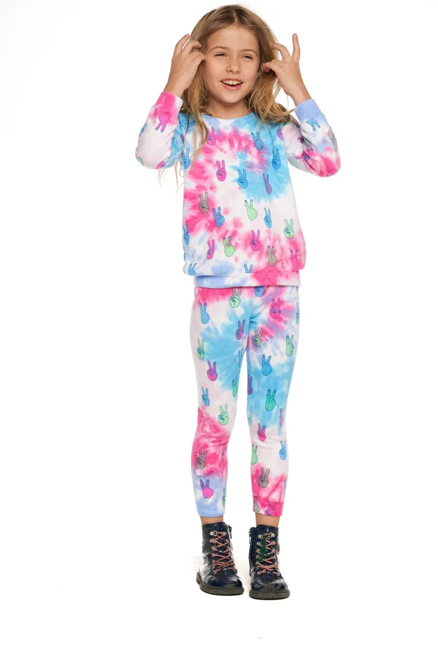 Bottoms Girls Tie Dye Peace Out Leggings Chaser Brand