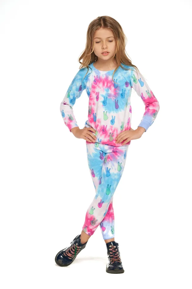 Bottoms Girls Tie Dye Peace Out Leggings Chaser Brand
