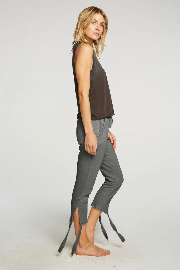 Bottoms Linen French Terry Cropped Side Tie Culotte 8211 Chaser Brand Womens