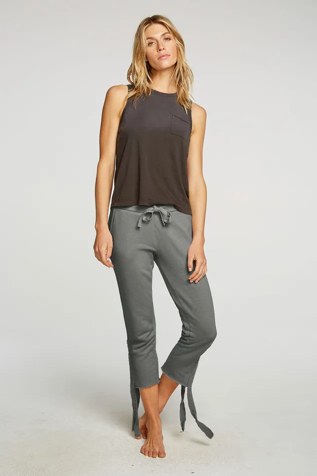 Bottoms Linen French Terry Cropped Side Tie Culotte 8211 Chaser Brand Womens