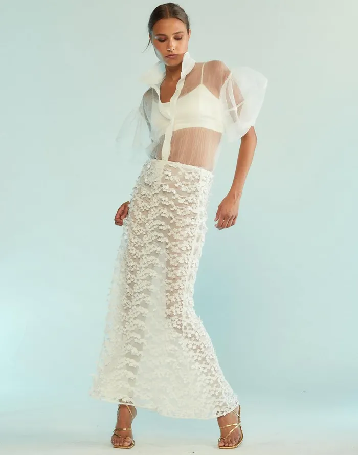 Bottoms Women Cynthia Rowley 3D Embroidered Tulle Skirt