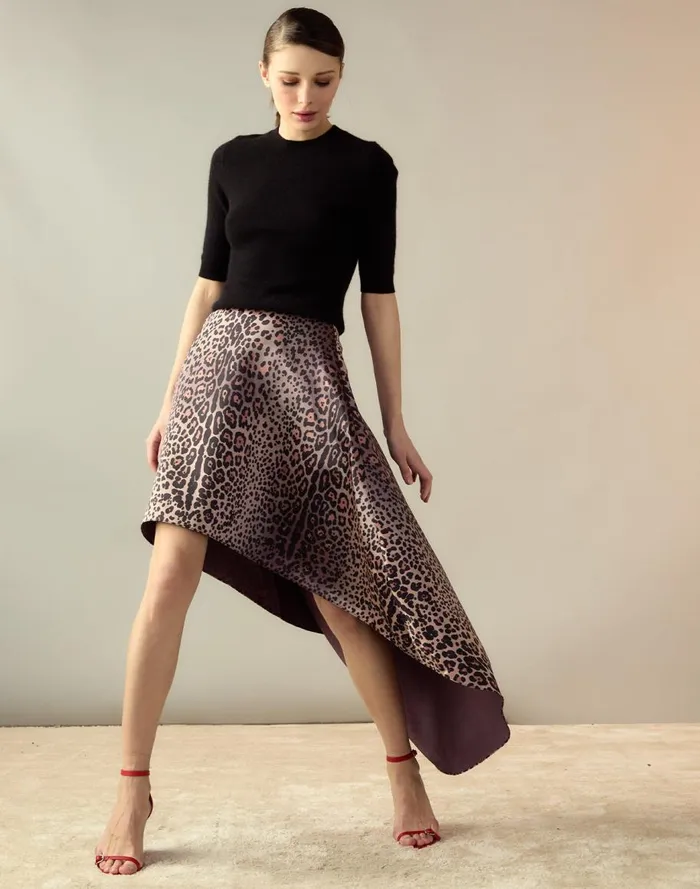 Bottoms Women Cynthia Rowley Leopardess Satin Skirt