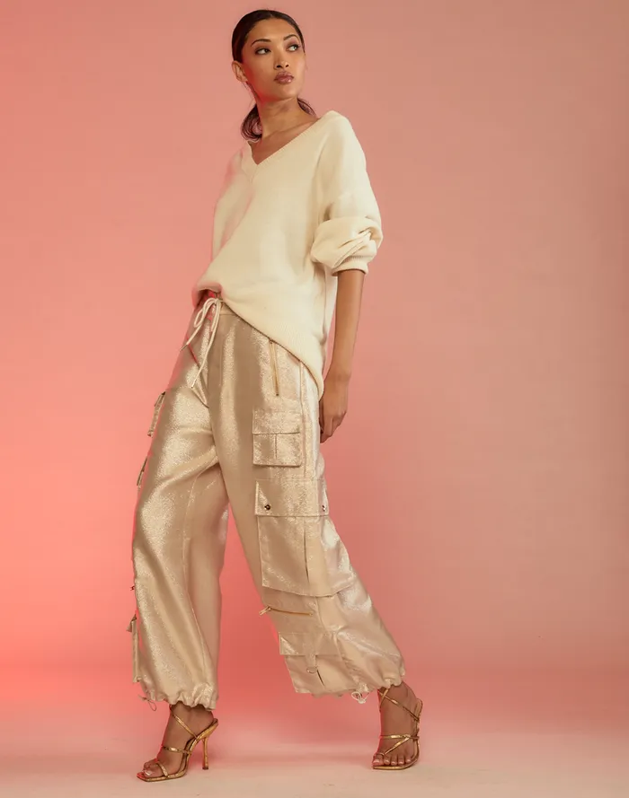 Bottoms Women Cynthia Rowley Metallic Cargo Pants