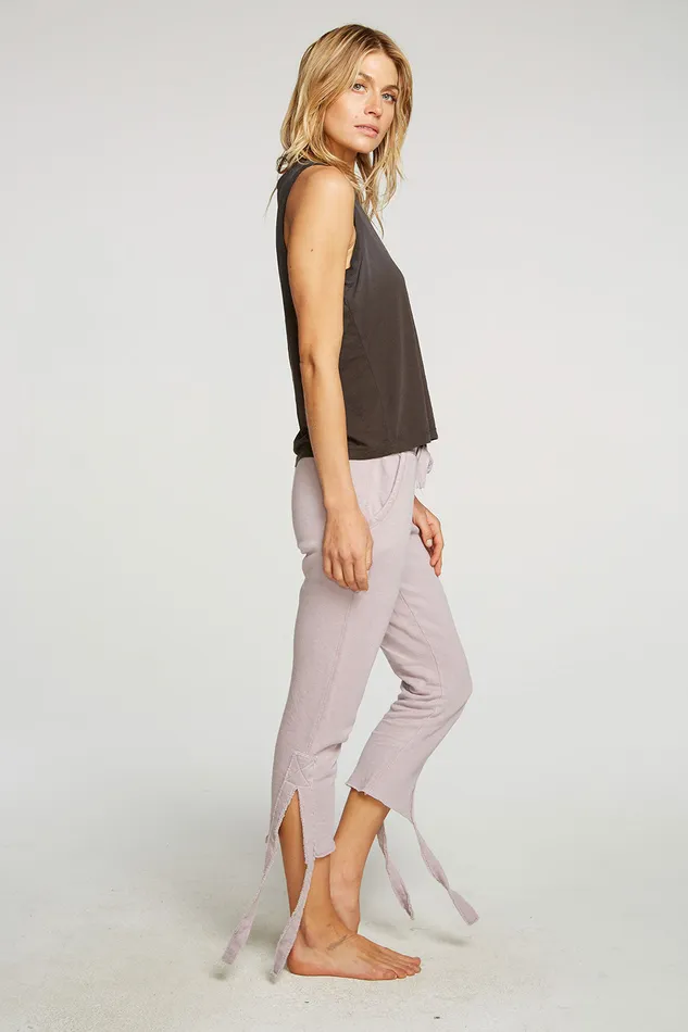 Bottoms Womens Chaser Brand Linen French Terry Cropped Side Tie Culotte
