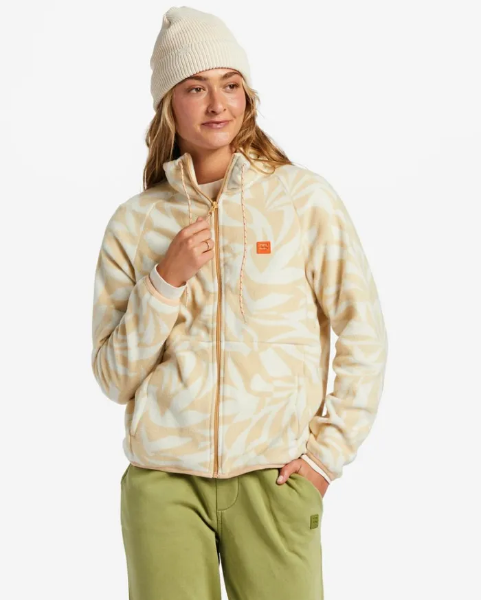 Boundary ZipUp Mock Neck Fleece Oat Women Billabong Sweatshirts and Fleece