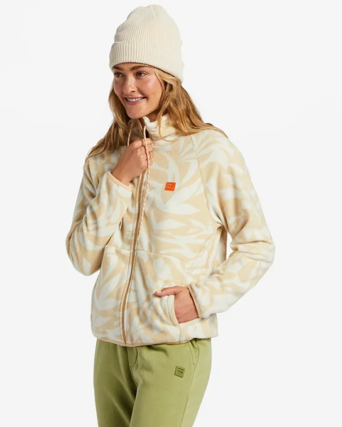 Boundary ZipUp Mock Neck Fleece Oat Women Billabong Sweatshirts and Fleece