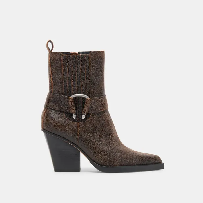 Bounty Boots Espresso Distressed Leather Women Dolce Vita Boots and Booties