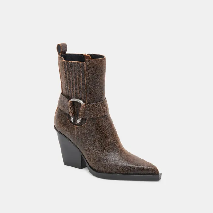 Bounty Boots Espresso Distressed Leather Women Dolce Vita Boots and Booties