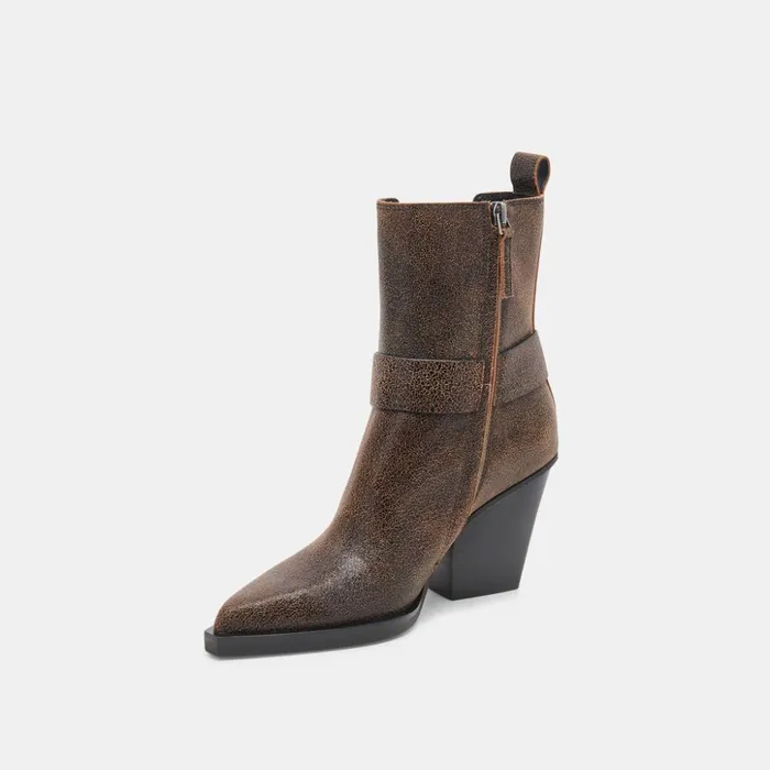 Bounty Boots Espresso Distressed Leather Women Dolce Vita Boots and Booties