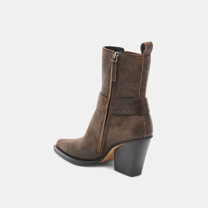 Bounty Boots Espresso Distressed Leather Women Dolce Vita Boots and Booties