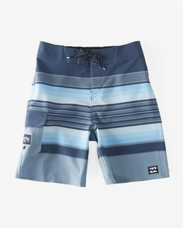 Boy039s 27 All Day Stripe Pro Performance 13034 Boardshorts Blue Haze MenKids Billabong Side Pockets