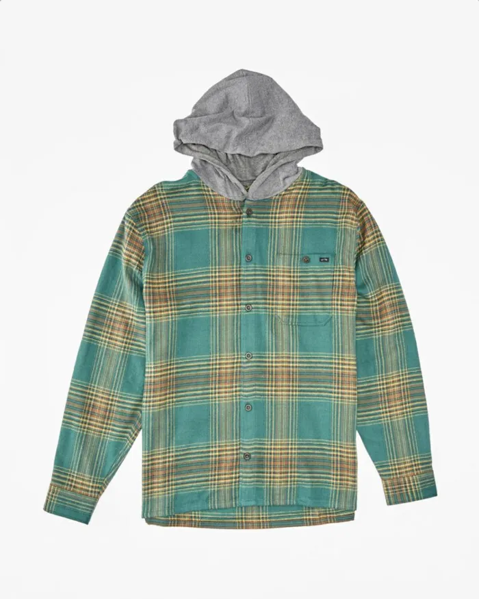 Boy039s Baja Hooded Flannel Shirt Deep Teal Kids Billabong Boys039 Shirts