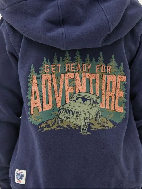 Boys Fatface Sweatshirts and Hoodies Navy Blue Adventure Zip Through Hoodie