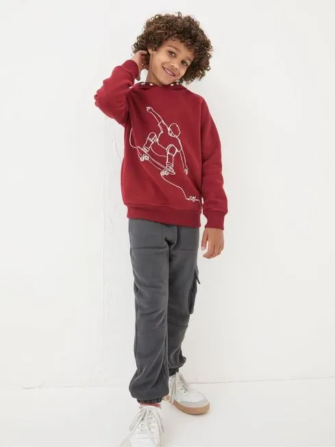 Boys Fatface Sweatshirts and Hoodies Red Skate Popover Hoodie